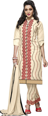 

Jiya Cotton Self Design, Embroidered Salwar Suit Dupatta Material(Un-stitched), Beige