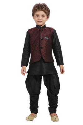 

Jeet Boys Kurta, Waistcoat and Pyjama Set, Maroon