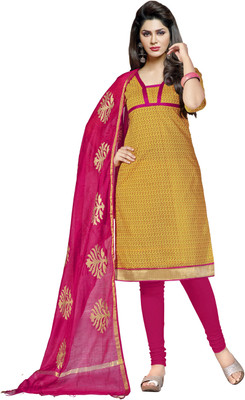 

Jiya Chanderi Self Design, Printed Salwar Suit Dupatta Material(Un-stitched), Beige;pink;yellow