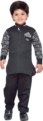 AJ Dezines Boys Pathani Suit Set(Black Pack of 1)