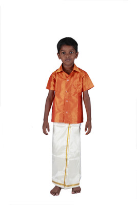 

Soruba Silk Boys Shirt & Dhoti Set, Orange