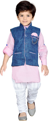 

AJ Dezines Boys Festive & Party Kurta, Waistcoat and Pyjama Set(Pink Pack of 1