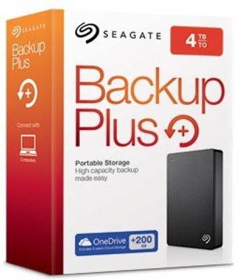 Seagate Backup Plus 4 TB Wired  External Hard Drive with  200 GB  Cloud Storage (Black, Mobile Backup Enabled) 