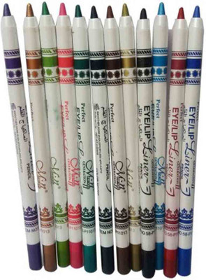 

MN Perfect Beautiful Eye Liner-LKJ- Pack of 12 12 g(Multicolor)