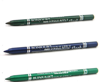Bonjour Paris Single Apply 1507201663 Leaf Green-Party Blue-Pure Green Kajal(Leaf Green, Party Blue, Pure Green, 3.6 g)