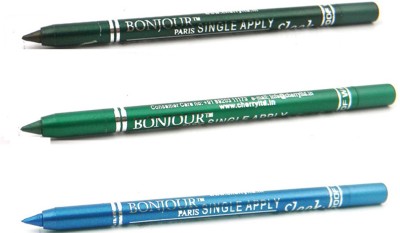 BONJOUR PARIS Single Apply 0107201666 Leaf Green-Pure Green-Sky Blue Eye Liner 3.6 g(Sky Blue, Leaf Green, Pure Green)