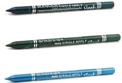 BONJOUR PARIS Single Apply 1507201652 Green-Leaf Green-Sky Blue Kajal(Sky Blue, Green, Leaf Green, 3.6 g)