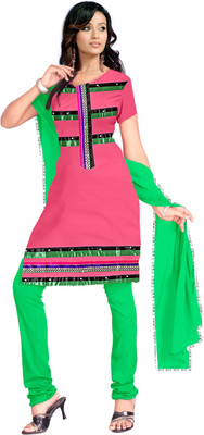 

Party Wear Dresses Cotton Embroidered Salwar Suit Dupatta Material(Un-stitched), Pink