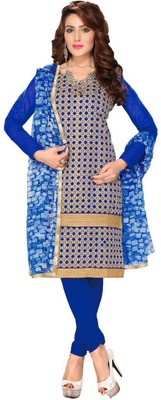 

Jiya Chanderi Self Design, Embroidered Salwar Suit Dupatta Material(Un-stitched), Blue