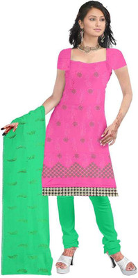 

Shree Vardhman Cotton Embroidered Salwar Suit Dupatta Material(Un-stitched), Pink