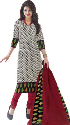

Indian Wear Online Cotton Printed Salwar Suit Dupatta Material(Un-stitched), White