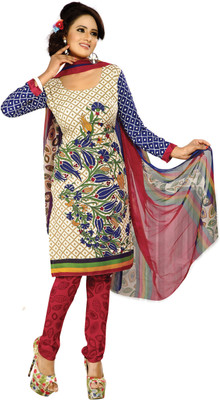 

Jiya Crepe Self Design, Printed Salwar Suit Dupatta Material(Un-stitched), Multicolor;red