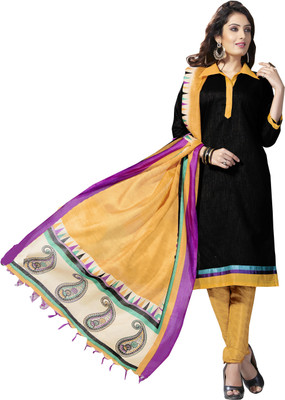

Jiya Silk Self Design Salwar Suit Dupatta Material(Un-stitched), Black;yellow