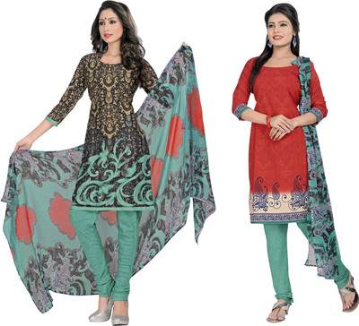 

Jiya Crepe Self Design, Printed Salwar Suit Dupatta Material(Un-stitched), Green;multicolor;red