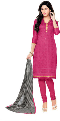 

Khushali Chanderi Self Design, Embroidered Salwar Suit Dupatta Material(Un-stitched), Black;pink;white