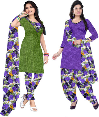 

Women Latest Fancy Designer Salwar Suit Crepe Printed Salwar Suit Dupatta Material(Un-stitched), Multicolor