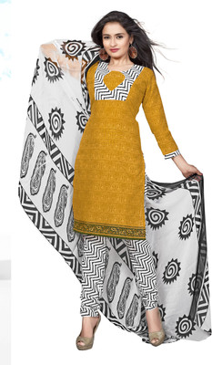 

Khushali Cotton Self Design, Printed Salwar Suit Dupatta Material(Un-stitched), Black:white;yellow