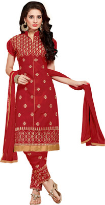 

Jiya Cotton Self Design, Embroidered Salwar Suit Dupatta Material(Un-stitched), Red