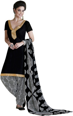 

Jiya Crepe Self Design Salwar Suit Dupatta Material(Un-stitched), Black;grey