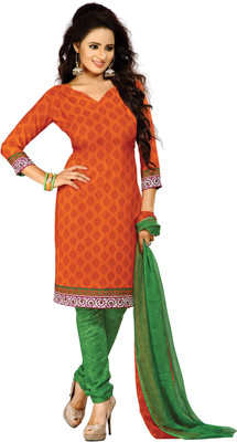 

Khushali Crepe Self Design, Printed Salwar Suit Dupatta Material(Un-stitched), Green;orange