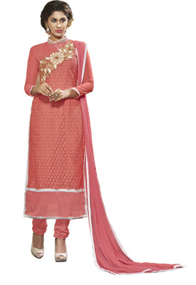 

Jiya Net Self Design, Embroidered Salwar Suit Dupatta Material(Un-stitched), Pink