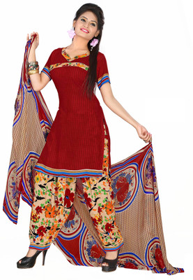 

Jiya Crepe Printed Salwar Suit Dupatta Material(Un-stitched), Maroon;multicolor