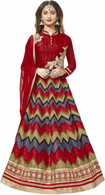 

Jiya Silk Embroidered, Printed Salwar Suit Dupatta Material(Un-stitched), Multicolor;red