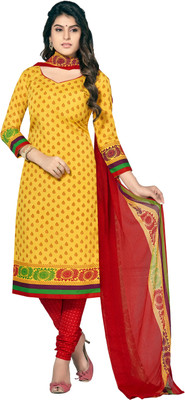 

Khushali Cotton Polyester Blend Self Design, Printed Salwar Suit Dupatta Material(Un-stitched), Red;yellow