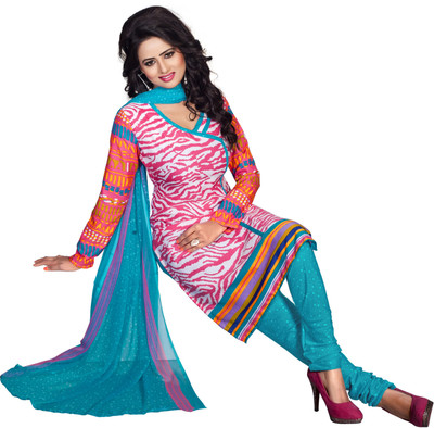 

Khushali Crepe Self Design, Printed Salwar Suit Dupatta Material(Un-stitched), Light blue;pink;white