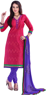 

Morli Cotton Self Design Salwar Suit Dupatta Material(Un-stitched), Red