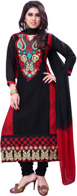

JT International Cotton Embroidered Salwar Suit Dupatta Material(Un-stitched), Black;maroon