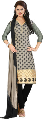 

Jiya Silk Self Design, Embroidered Salwar Suit Dupatta Material(Un-stitched), Beige;black;grey