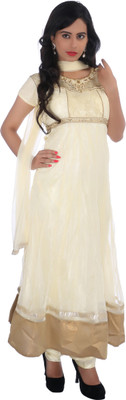 

JT International Net Embroidered Salwar Suit Dupatta Material(Un-stitched), Beige