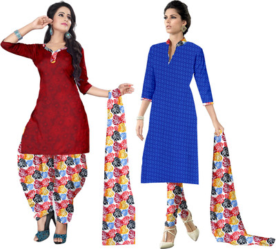 

Women Latest Fancy Designer Salwar Suit Crepe Printed Salwar Suit Dupatta Material(Un-stitched), Multicolor