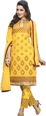 

Jiya Cotton Self Design, Embroidered Salwar Suit Dupatta Material(Un-stitched), Yellow