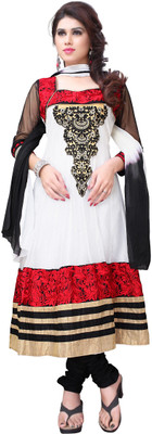 

JT International Net Embroidered Salwar Suit Dupatta Material(Un-stitched), Black;red
