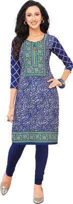 

Indian Wear Online Cotton Printed Kurti Fabric(Un-stitched), Blue