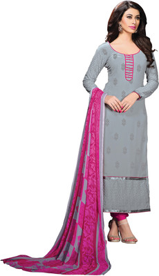 

Khushali Georgette Self Design, Embroidered Salwar Suit Dupatta Material(Un-stitched), Grey;pink