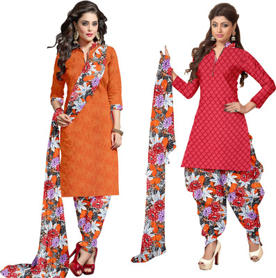 

Women Latest Fancy Designer Salwar Suit Crepe Printed Salwar Suit Dupatta Material(Un-stitched), Multicolor