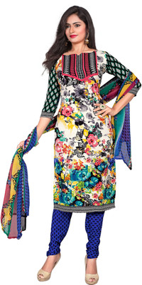 

Women Latest Fancy Designer Salwar Suit Crepe Printed Salwar Suit Dupatta Material(Un-stitched), Multicolor
