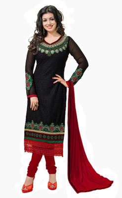 

Khushali Georgette Self Design Salwar Suit Dupatta Material(Un-stitched), Black