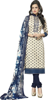 

Khushali Cotton Printed Salwar Suit Dupatta Material(Un-stitched), Beige;dark blue;multicolor