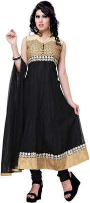 

JT International Net Embroidered Salwar Suit Dupatta Material(Un-stitched), Black