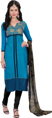 

Jiya Cotton Self Design, Embroidered Salwar Suit Dupatta Material(Un-stitched), Beige;black;blue