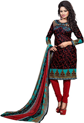 

Khushali Crepe Self Design, Printed Salwar Suit Dupatta Material(Un-stitched), Black;multicolor;red