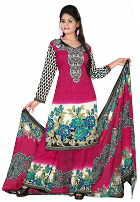 

Jiya Crepe Self Design, Printed Salwar Suit Dupatta Material(Un-stitched), Multicolor;pink