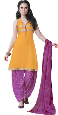 

Jiya Crepe Self Design Salwar Suit Dupatta Material(Un-stitched), Orange;pink