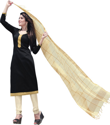 

Khushali Silk Self Design Salwar Suit Dupatta Material(Un-stitched), Beige;black