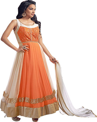 

SItaram Straight Gown(Orange, White, Cream;orange