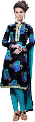 

Jiya Silk Self Design Salwar Suit Dupatta Material(Un-stitched), Black;multicolor